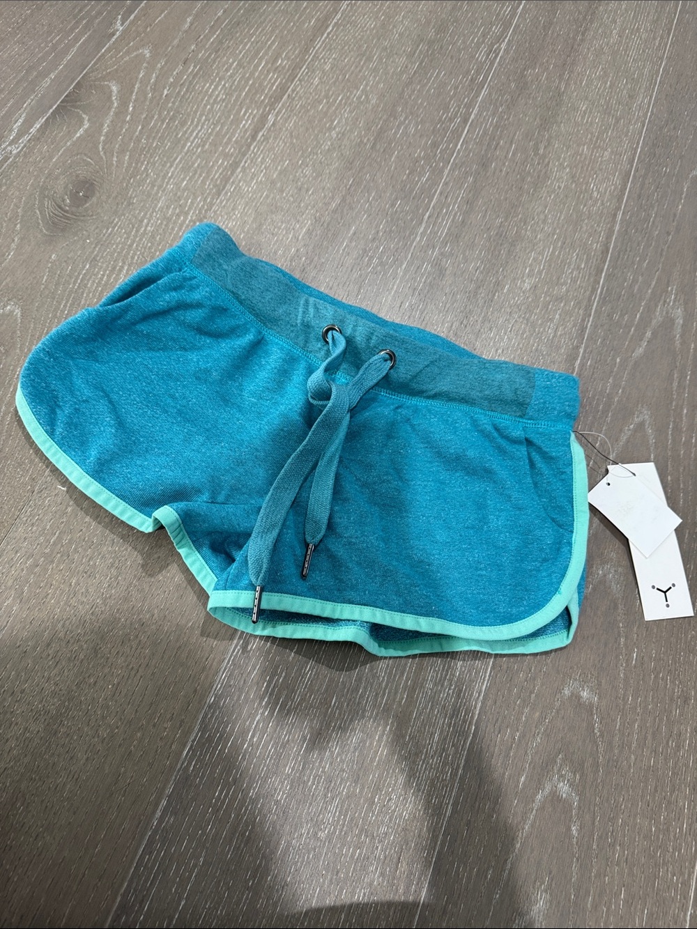 Unity World Wear Teal Athletic Drawstring Shorts with Mint Trim